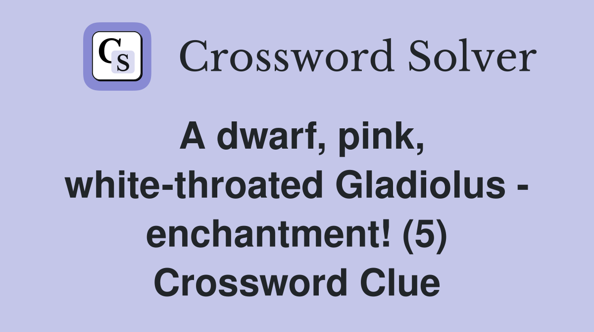 A dwarf, pink, whitethroated Gladiolus enchantment! (5) Crossword